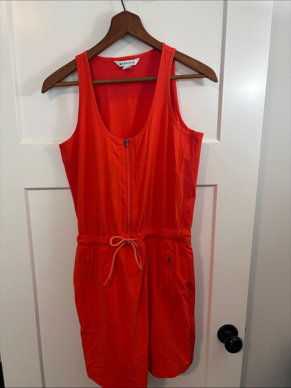 Athleta Expedition Bright Orange Sleeveless Zip-Front One-Piece dress
